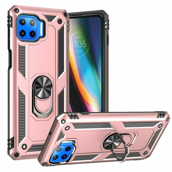 Husă blindată pentru Motorola Moto G 5G Plus, Nox Case Ring, roz rose gold