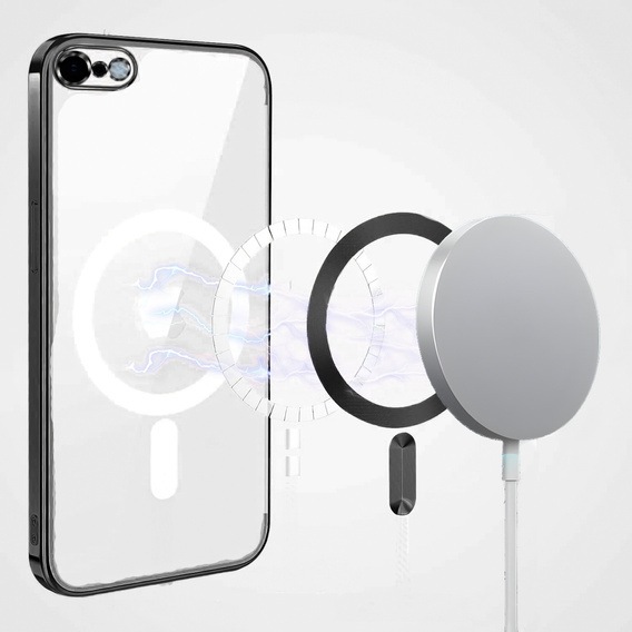 Husă pentru iPhone 7 / 8, Electro MagSafe, negru + Sticlă pentru ecran