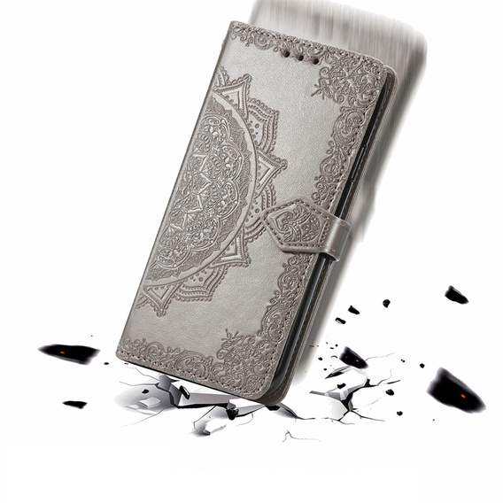Cu clapetă pentru Samsung Galaxy M55 5G, Mandala, gri