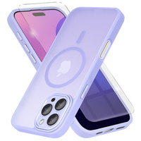 Husă pentru iPhone 16 Pro, pentru MagSafe, ERBORD Matt Case, violet + sticlă pentru ecran