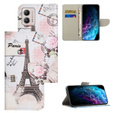 Cu clapetă pentru Motorola Moto G73 5G, Wallet, Eiffel Tower, alb