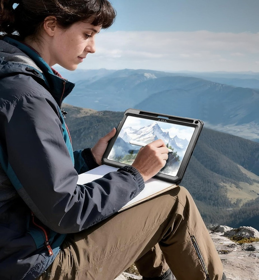 Husă Dexnor 360° cu curea și suport pentru stylus pentru iPad 11" 2025 A16 (gen. 11) / iPad 10.9" 2022 (gen. 10)