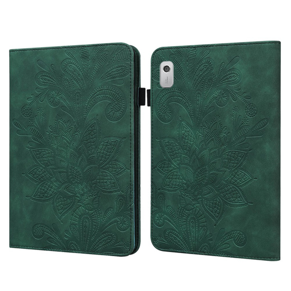 Husă cu clapetă pentru Lenovo Tab M9, flower, verde