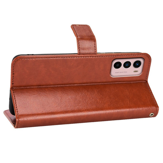 Cu clapetă pentru Motorola Moto G42 4G, Crazy Horse Wallet, maro