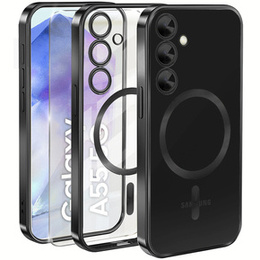 Husă pentru Samsung Galaxy A55 5G, Electro MagSafe, negru + Sticlă pentru ecran