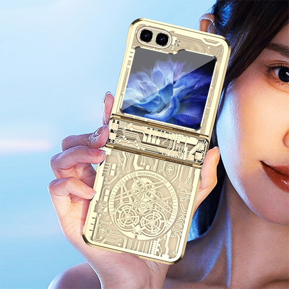 Husă pentru Samsung Galaxy Z Flip7 FE / Z Flip6, Mechanical Legend, de aur