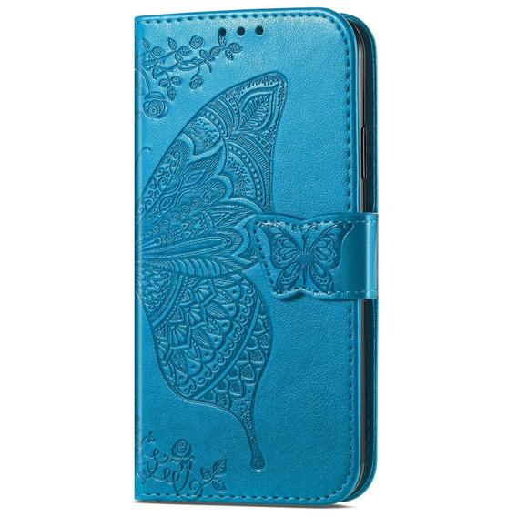 Cu clapetă pentru Samsung Galaxy S25 FE, Butterfly, albastru