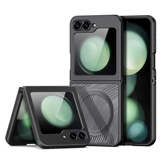 Carcasă DuxDucis pentru Samsung Galaxy Z Flip7 FE / Z Flip6, Aimo Case, pentru MagSafe, transparent / negru