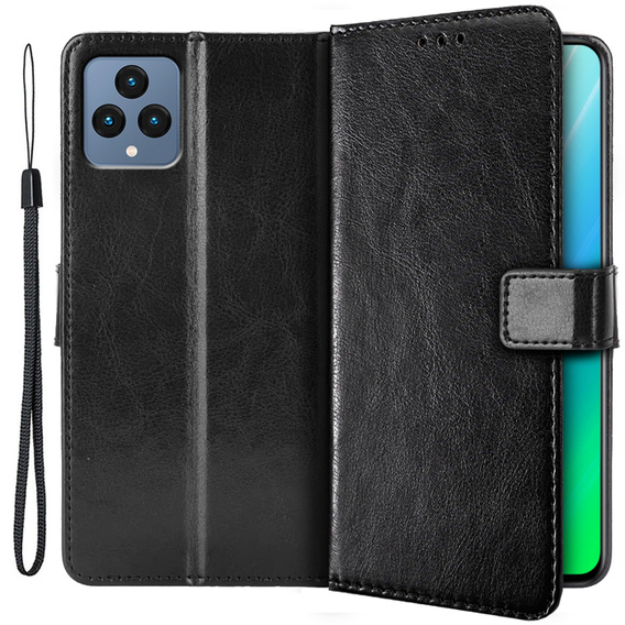 Cu clapetă pentru T Phone 5G, Crazy Horse Wallet, negru