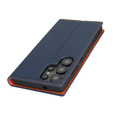 Cu clapetă pentru Samsung Galaxy S25 Ultra, Litchi Skin Grain, albastru închis