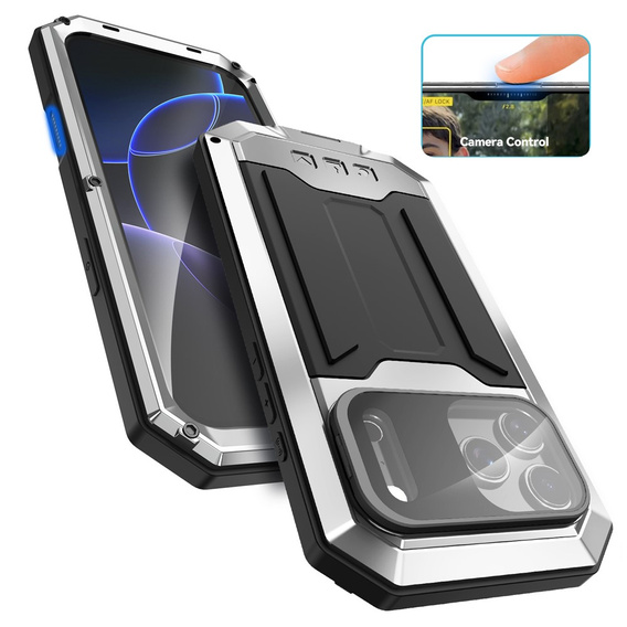 Carcasă blindată R-JUST cu protecție pentru ecran și suport pentru iPhone 17 Pro Max