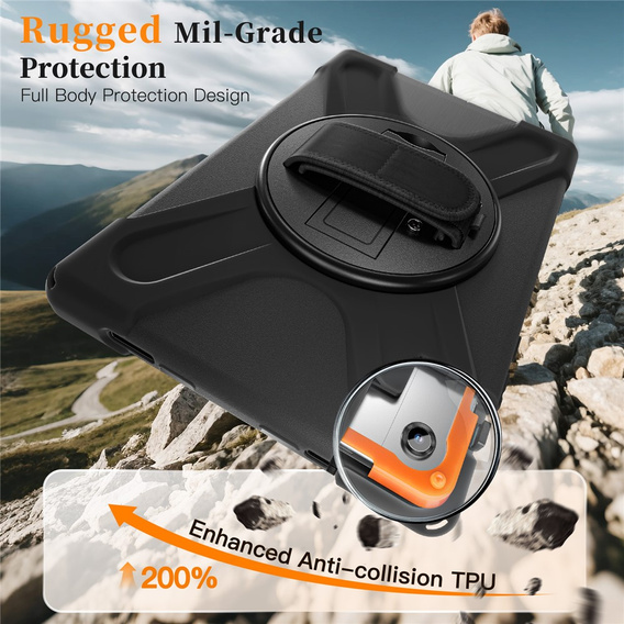 Husă blindată cu suport și curea de umăr pentru Samsung Galaxy Tab A11+