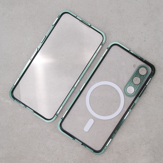 Carcasa Magnetic Dual Glass MagSafe pentru Samsung Galaxy S23, verde