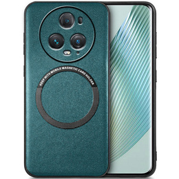 Huse pentru Honor Magic 5 Pro, Leather Hybrid MagSafe, verde