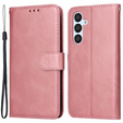 Cu clapetă pentru Samsung Galaxy A34 5G, Leather Wallet, roz rose gold