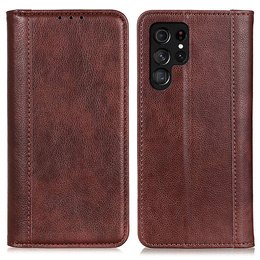 Huse pentru Samsung Galaxy S25 Ultra, Wallet Litchi Leather, maro