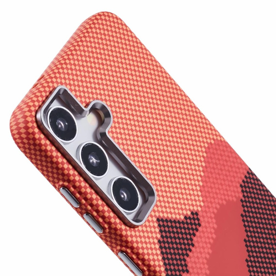 Carcasa pentru Samsung Galaxy S25+ Plus, Carbon Fiber MagSafe, portocaliu