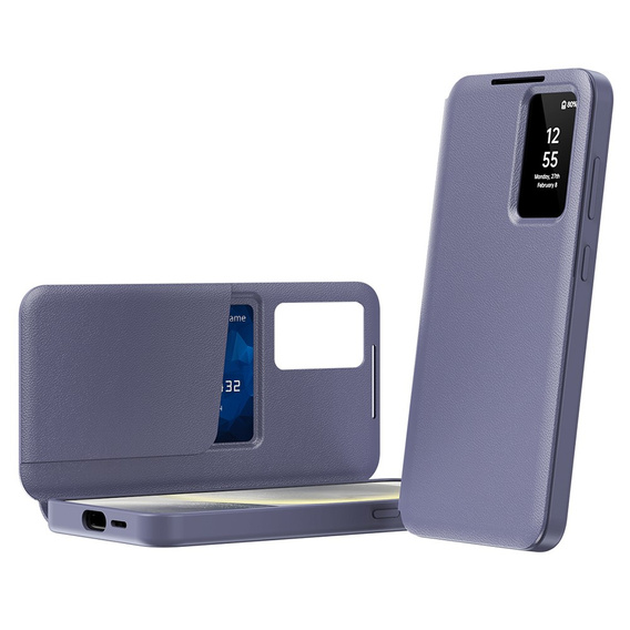 Husă cu clapetă pentru Samsung Galaxy S22+ Plus, Smart View Wallet, violet