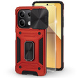 Carcasă blindată pentru Xiaomi Redmi Note 13 5G, CamShield Slide, roșu + sticlă călită 9H