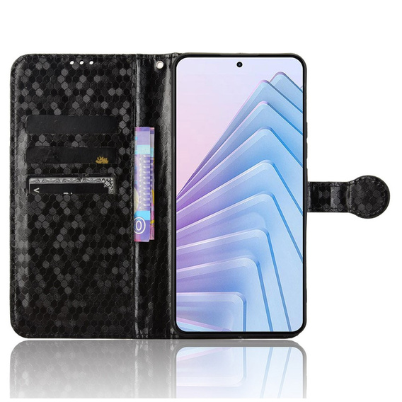 Husa cu clapetă pentru Xiaomi Redmi Note 14 4G, Wallet Rhombus, negru