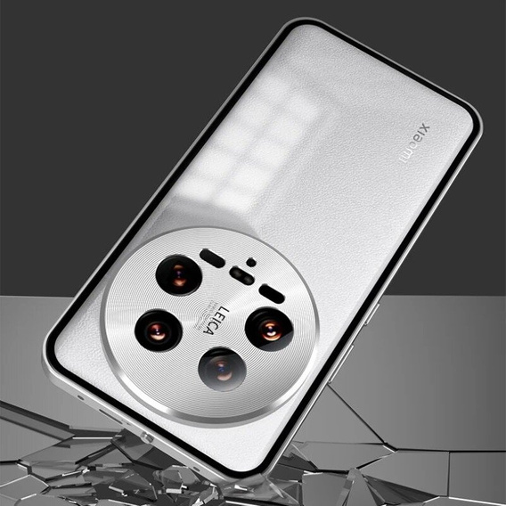 Husa pentru Xiaomi 14 Ultra, Magnetic Dual Glass, de argint