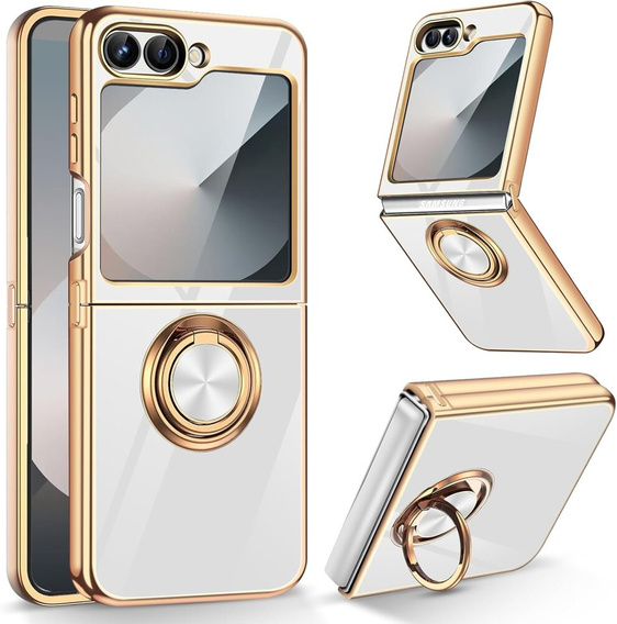Huse pentru Samsung Galaxy Z Flip7 FE / Z Flip6, Electro Ring, alb