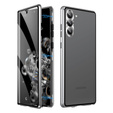 Husa pentru Samsung Galaxy S23, Magnetic Dual Glass, de argint