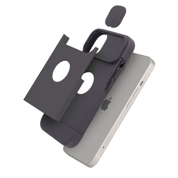 Husă ERBORD MagSafe Cam Slider, negru + sticlă pentru ecran pentru iPhone 13 / iPhone 14