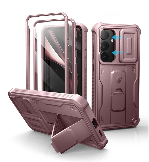 Husă blindată pentru Samsung Galaxy S25+ Plus, Dexnor Full Body (Two Frames), roz