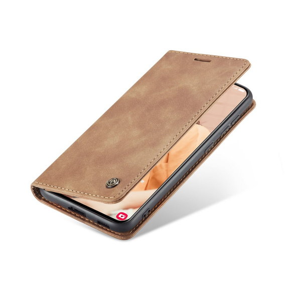 Husa CASEME pentru Samsung Galaxy S21 FE, Leather Wallet Case, maro