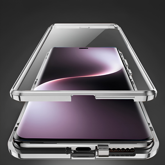 Husa pentru Honor Magic 7 Lite, Magnetic Dual Glass, de argint