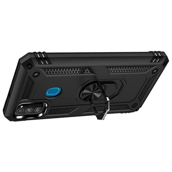 Husă blindată pentru Samsung Galaxy M21, Nox Case Ring, negru