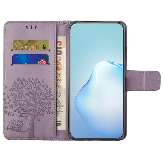Cu clapetă pentru Motorola Moto E22 / E22i, Wallet, tree i sowy, violet