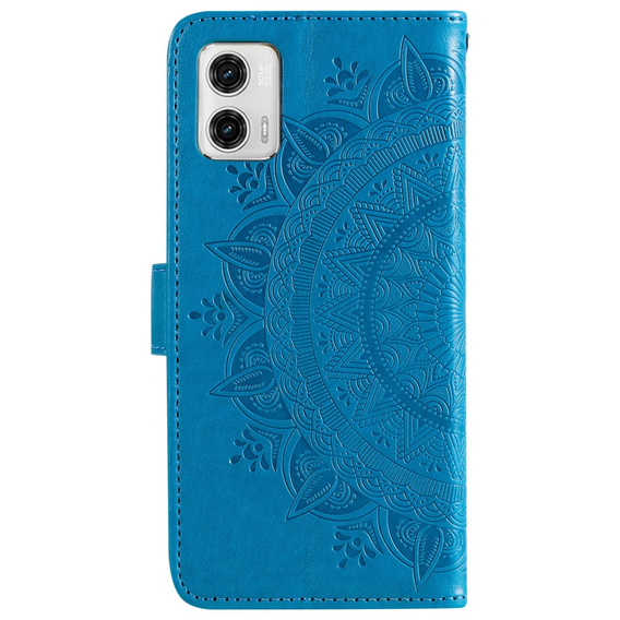 Cu clapetă pentru Motorola Moto G73 5G, Mandala Flower, albastru