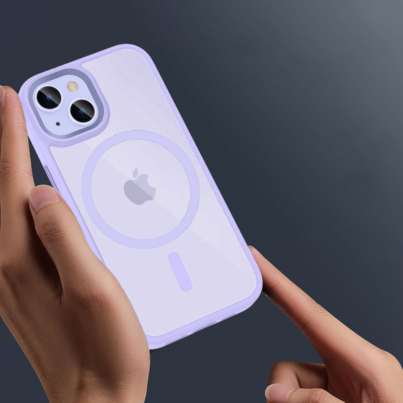 Husă pentru iPhone 14, pentru MagSafe, ERBORD Matt Case, violet + sticlă pentru ecran