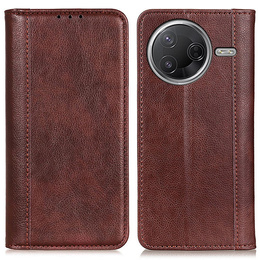 Husa cu clapetă pentru Xiaomi Poco F7 Pro / F7 Ultra, Split Leather, maro