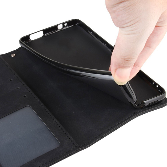 Cu clapetă pentru Xiaomi Redmi Note 9, Card Slot, negru