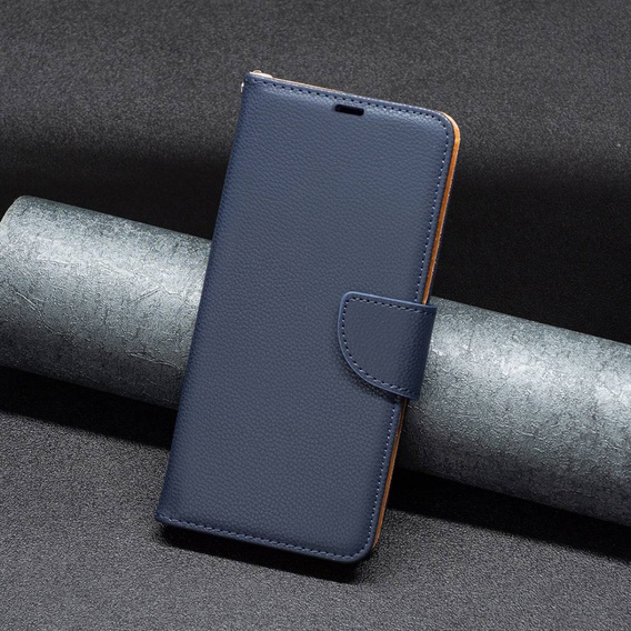 Cu clapetă pentru Samsung Galaxy A54 5G, Wallet Litchi Magnet, albastru închis