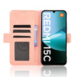 Cu clapetă pentru Xiaomi Redmi 15C 4G/LTE, Card Slot, roz