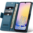 Husă pentru Samsung Galaxy A25 5G, ERBORD Glossy Litchi, portofel cu clapetă, albastru