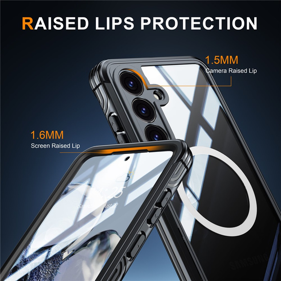 Husă pentru Samsung Galaxy S25 FE, Shockproof, cu sticlă, pentru MagSafe, negru