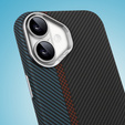 Carcasa pentru iPhone 16, Carbon Fiber MagSafe, negru / albastru