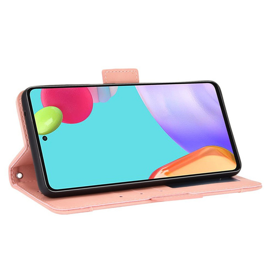 Cu clapetă pentru Samsung Galaxy A72 5G, Card Slot, roz