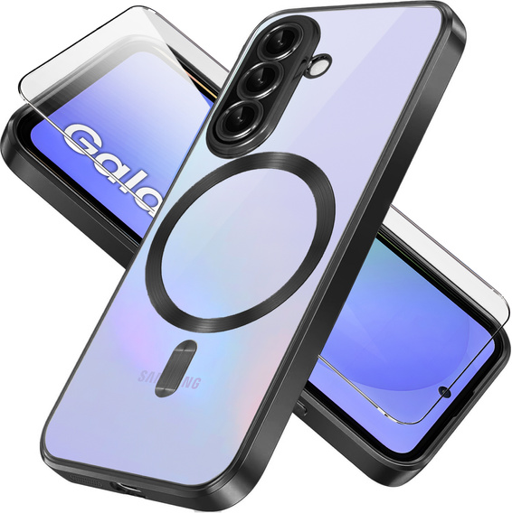 Husă pentru Samsung Galaxy A36, Electro MagSafe, negru + Sticlă pentru ecran