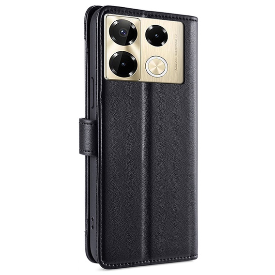 Cu clapetă pentru Infinix Note 40 Pro, Wallet Zipper Pocket, negru