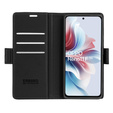 Husă pentru Oppo Reno 11F, ERBORD Glossy Litchi, portofel cu clapetă, negru