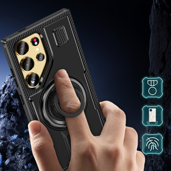 Huse pentru Samsung Galaxy S25 Ultra, Kickstand Ring, negru