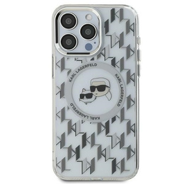 Husă MagSafe Karl Lagerfeld IML Monogram Karl & Choupette Head pentru iPhone 16 Pro