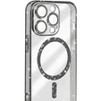 Husă pentru iPhone 16 Pro, ERBORD Glitter MagSafe, negru + Sticlă pentru ecran