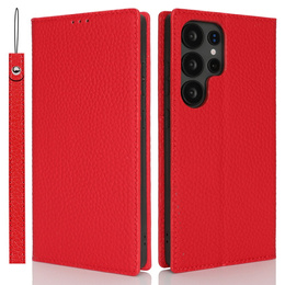 Cu clapetă pentru Samsung Galaxy S25 Ultra, Litchi Skin Grain, roșu